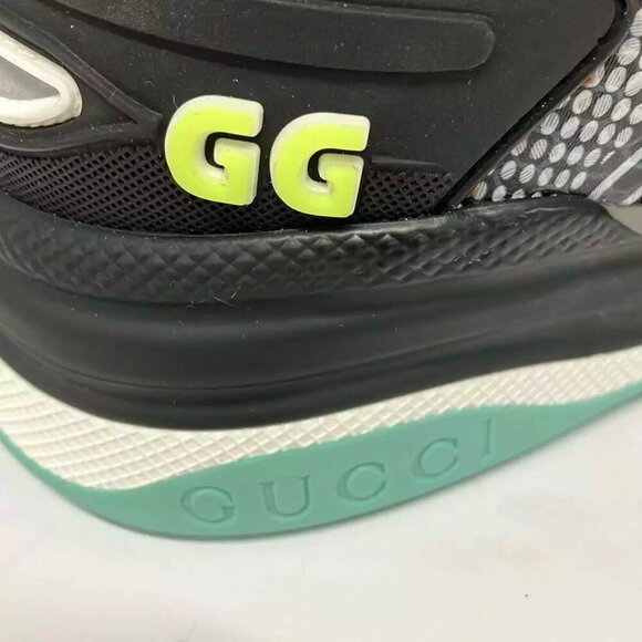GUCCI Ultra Pace R Low Cut Black White Multi Chemical Fiber Leather 446-121424 - Picture 5 of 7